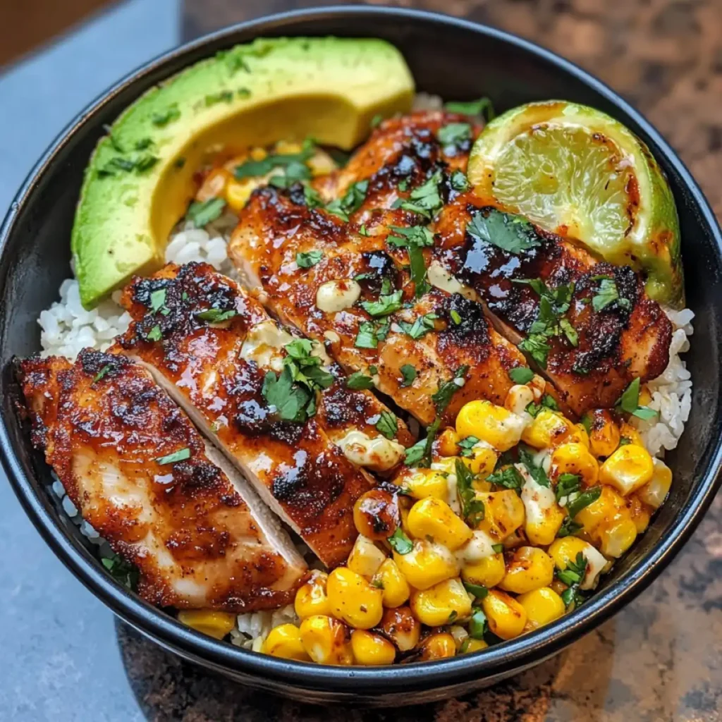 Mexican Street Corn Chicken Rice Bowl