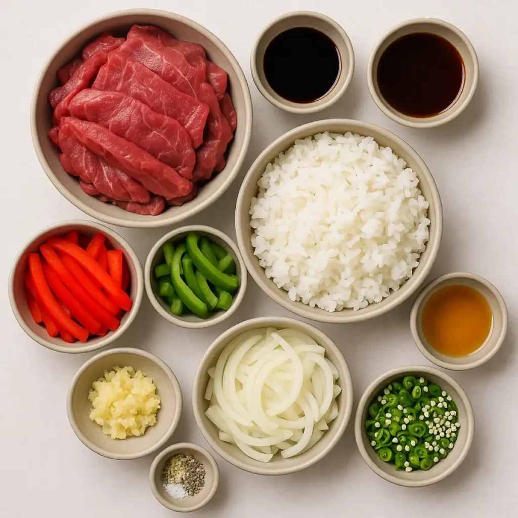 Beef And Pepper Rice Bowl Ingredients