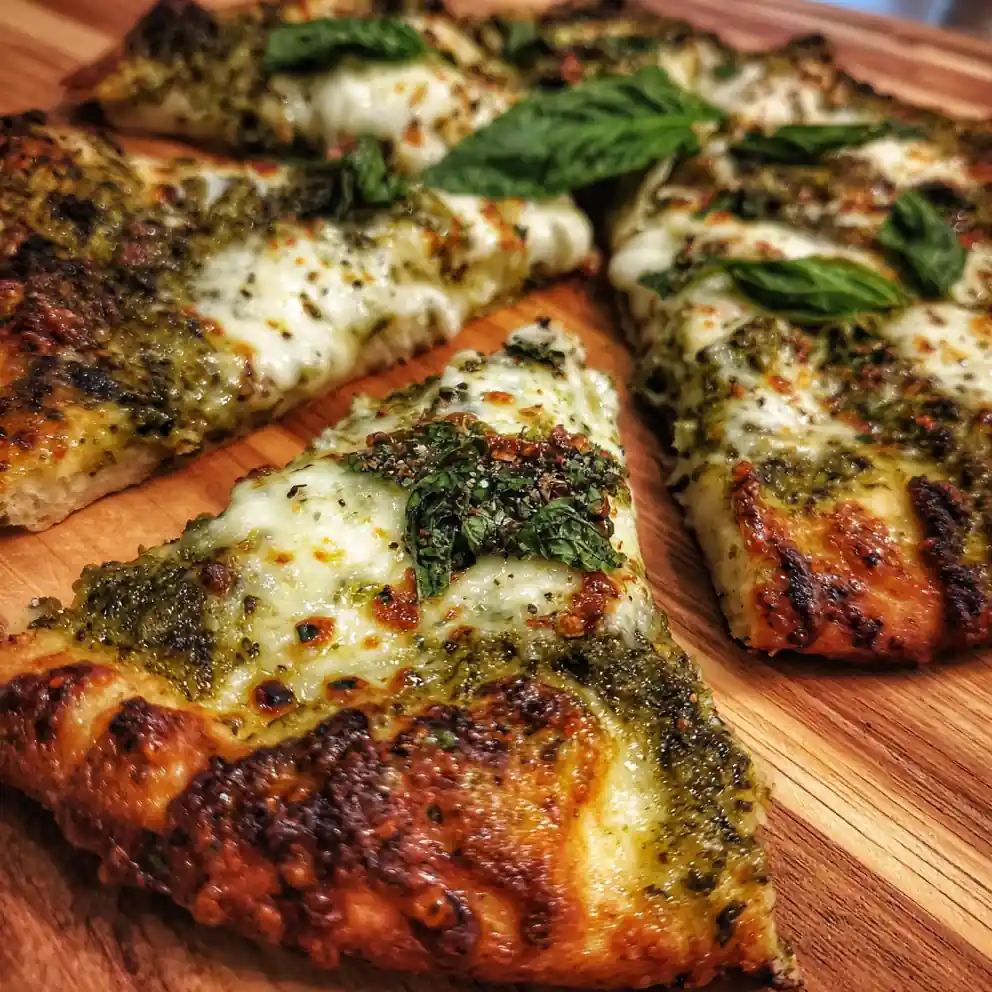 Pesto Pizza Recipe Crispy Crust with Basil