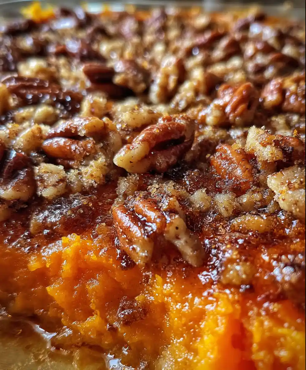 Sweet Potato Casserole With Pecans Toasted and Buttery