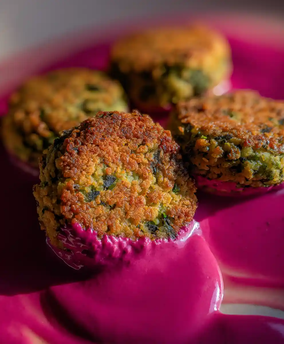 baked falafel recipe Emerald Herb Falafel With Beet Tahini