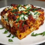 Baked Ziti Recipe Brick-Red Baked Ziti With Basil Confetti 8 Baked Ziti Recipe Brick Red Baked Ziti With Basil Confetti 1761521141.1157