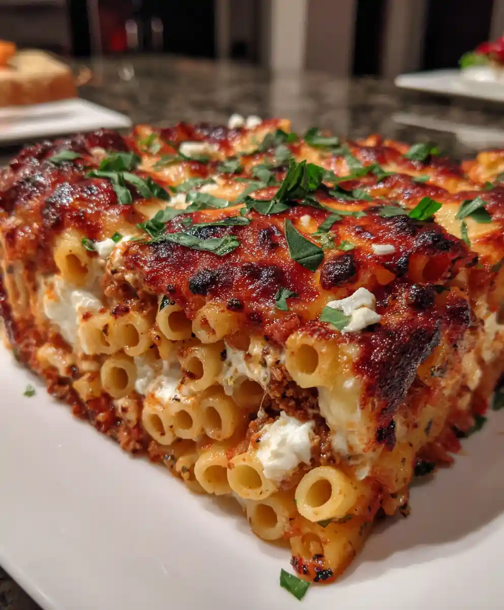 Baked Ziti Recipe Brick-Red Baked Ziti With Basil Confetti 7 baked ziti recipe Brick-Red Baked Ziti With Basil Confetti