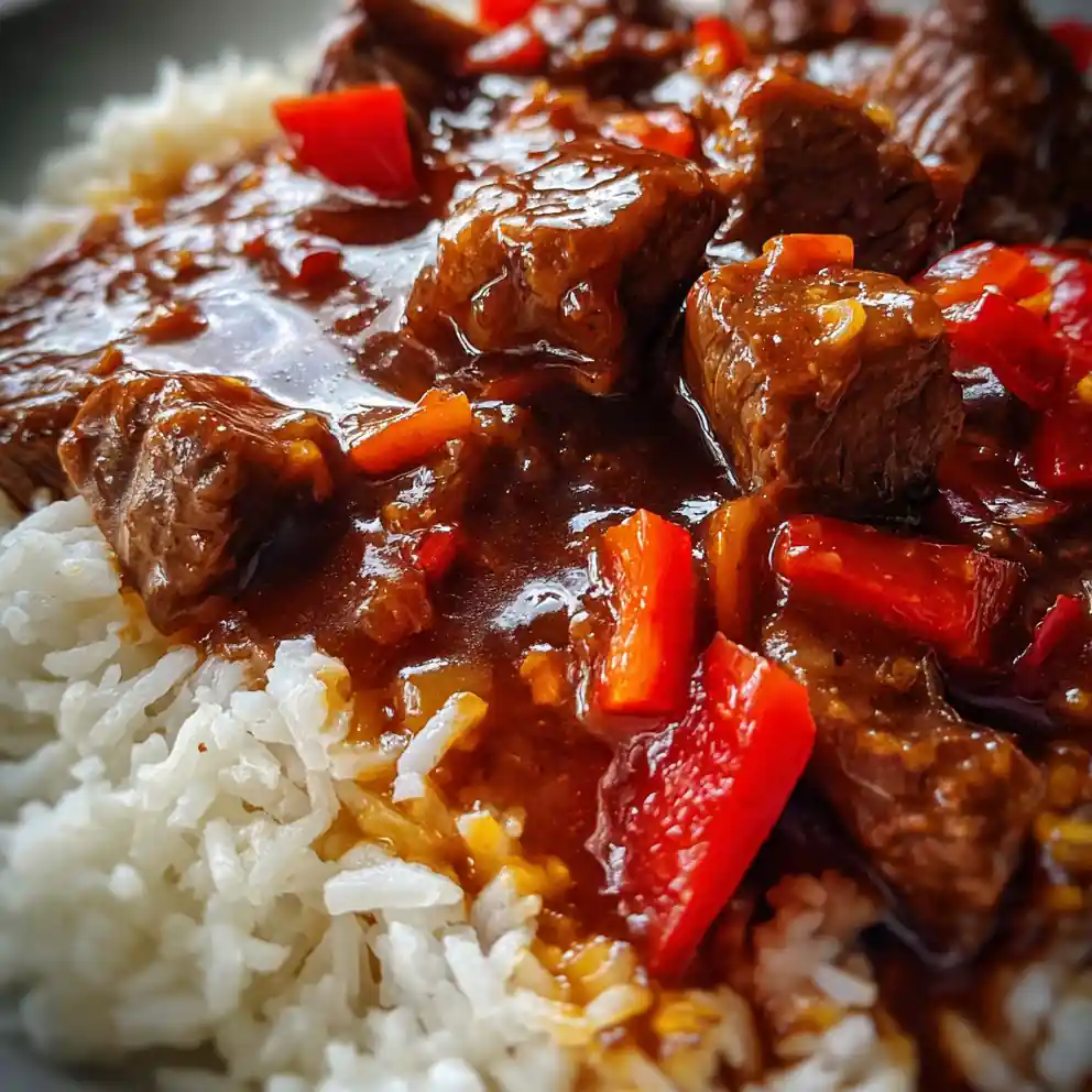 Beef Tips And Rice Recipe With Red Pepper Gravy 1761872248.0863626