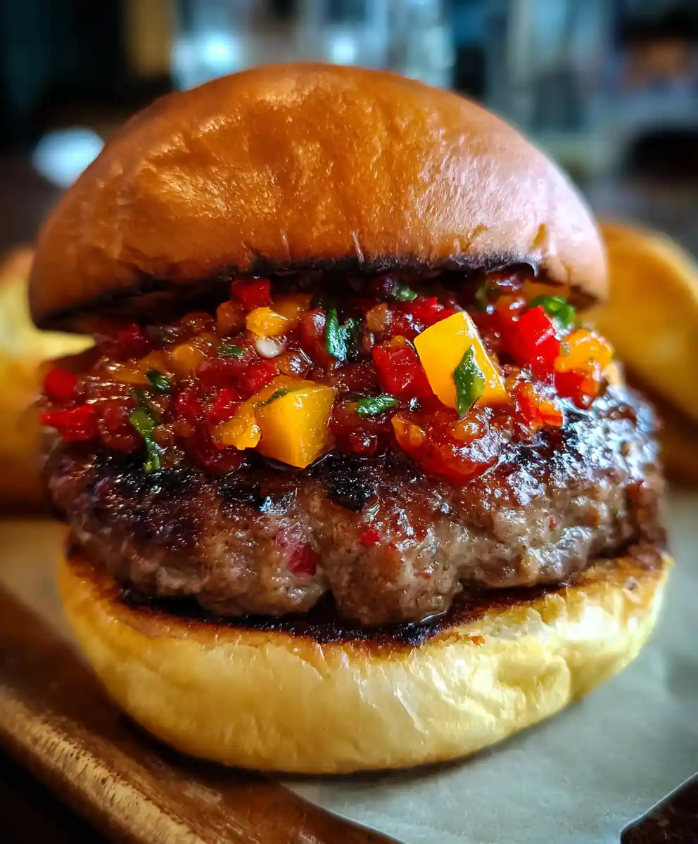 Bison Burger Recipe With Roasted Red Pepper Relish 7 bison burger recipe With Roasted Red Pepper Relish