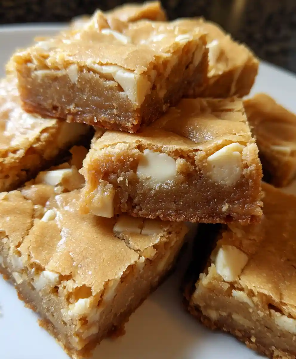 blonde brownies recipe with White Chocolate Shards