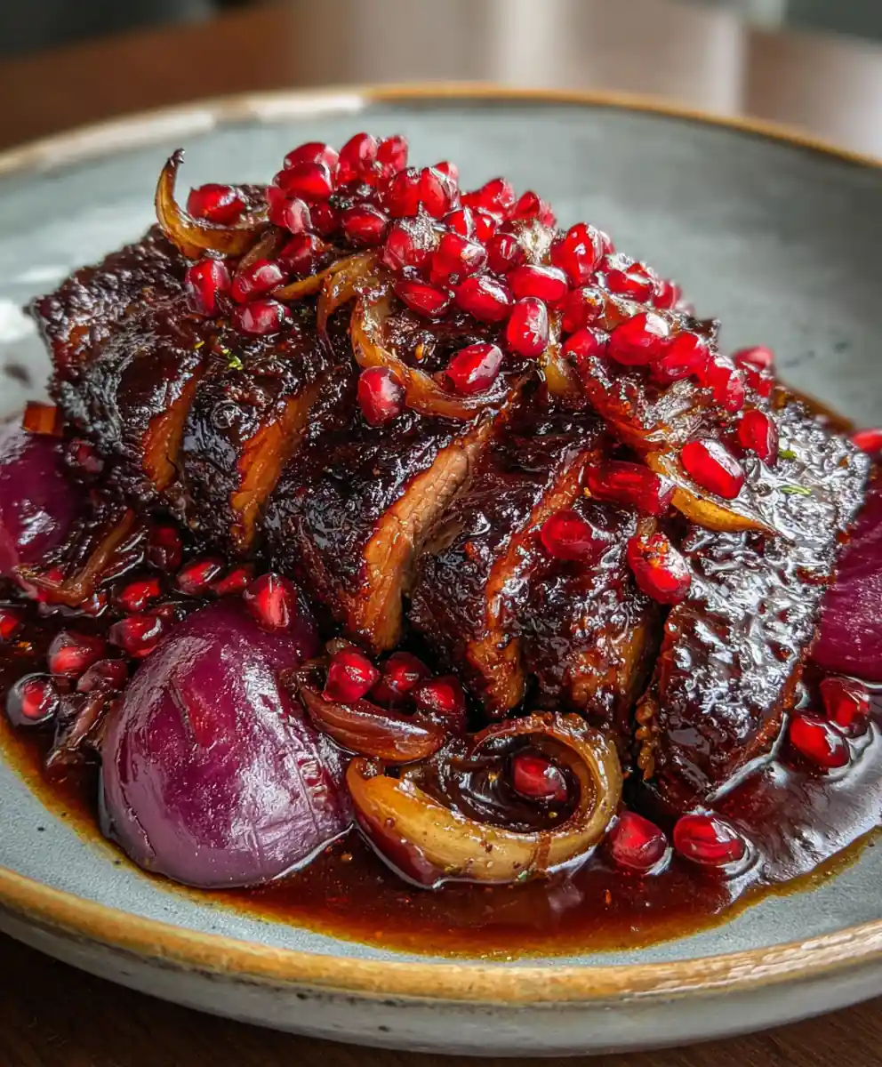 brisket recipe Pomegranate-Glazed Brisket With Charred Onions