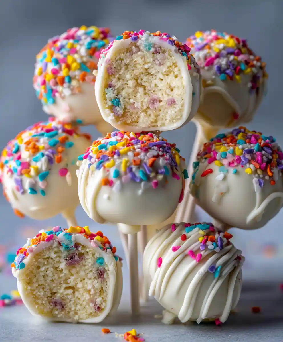 cake pop recipe Confetti-Speckled Cake Pops With White Chocolate Shell