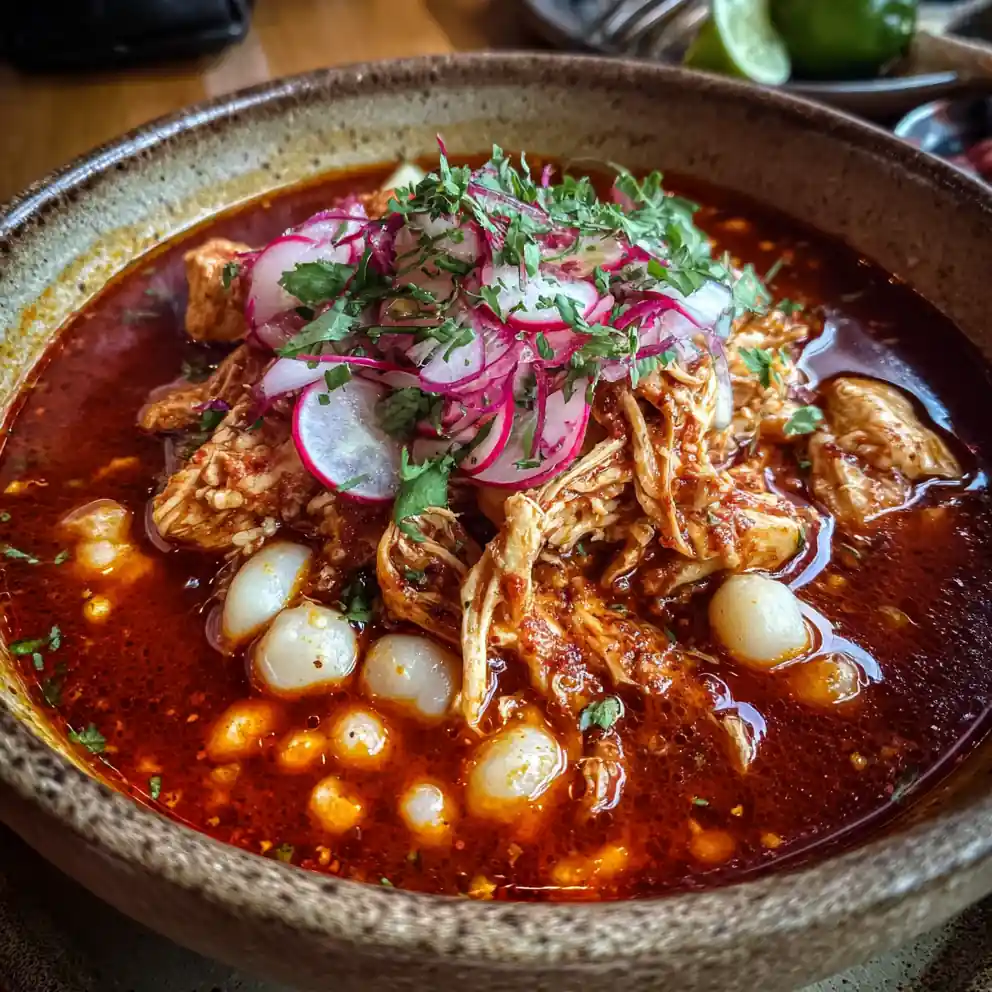 Chicken Pozole Recipe With Guajillo Red Broth 6 chicken pozole recipe With Guajillo Red Broth