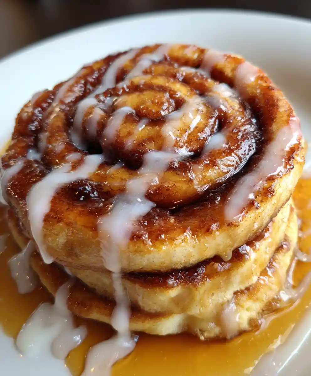 cinnamon roll pancake recipe Iced Spiral Cinnamon Roll Pancakes