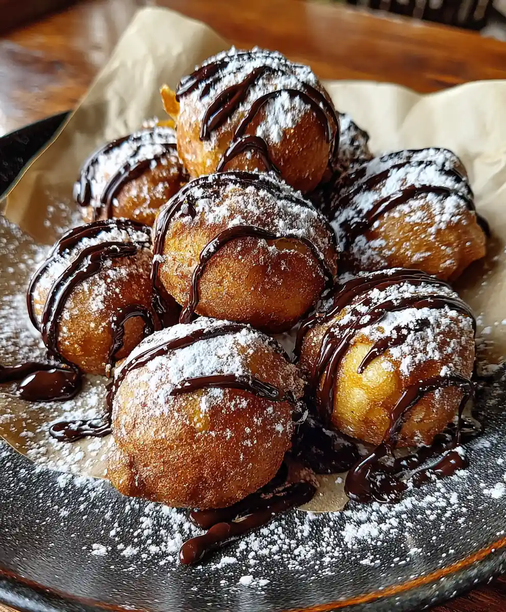 deep fried oreos recipe with Chocolate Drizzle and Powdered Snow