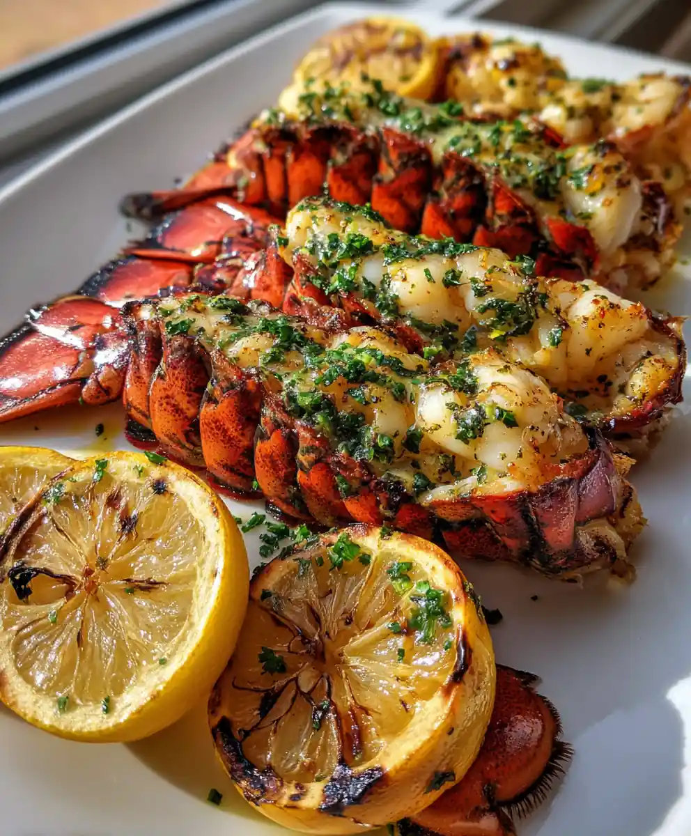 grilled lobster tail recipe with Charred Lemon Butter