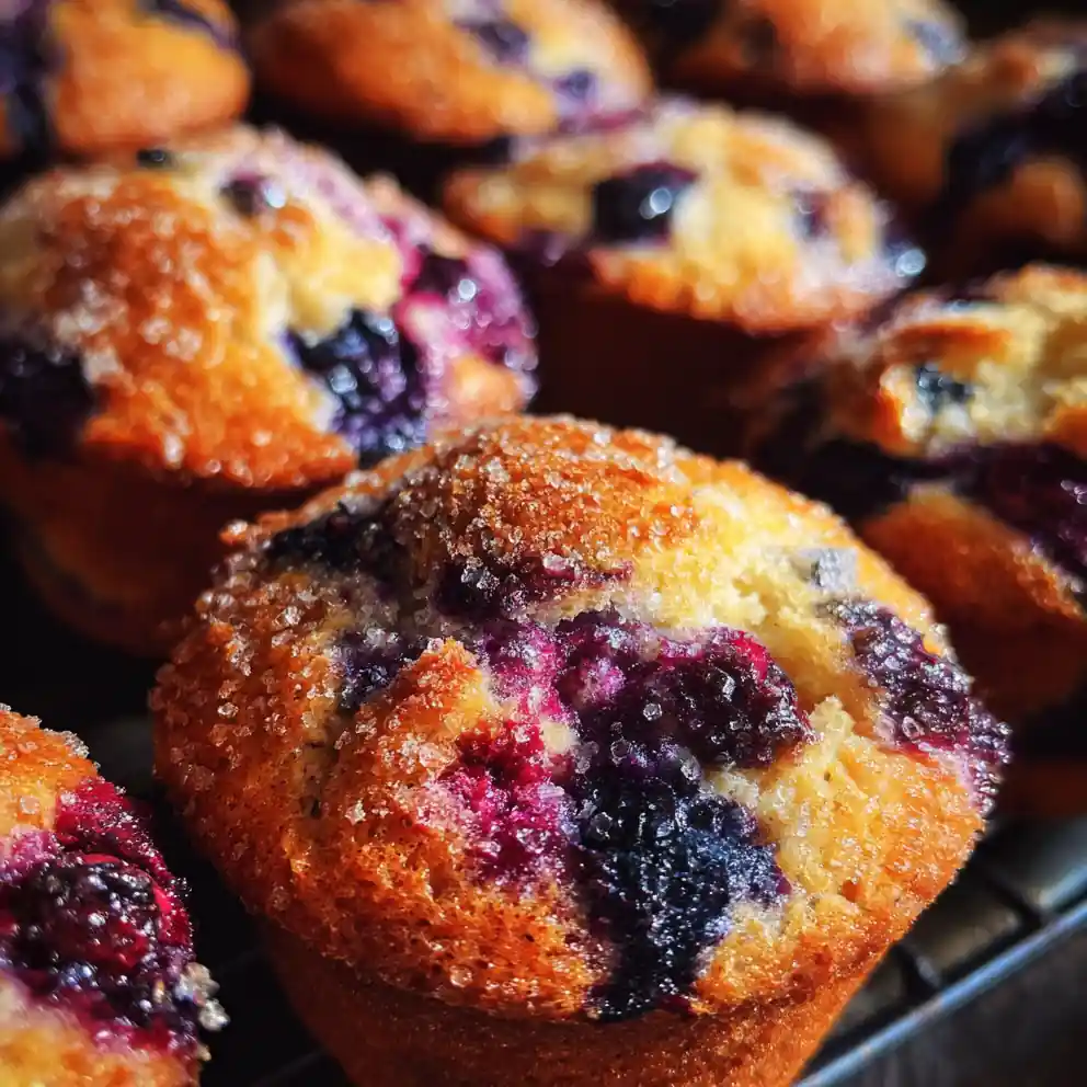 healthy blueberry muffin recipe with Indigo Burst Tops