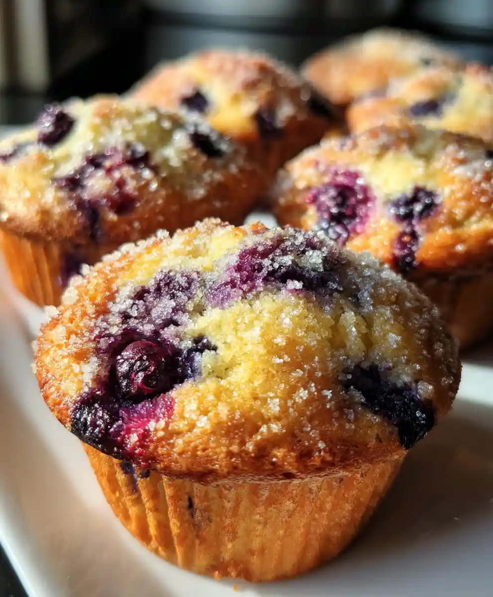 healthy blueberry muffin recipe with Indigo Burst Tops