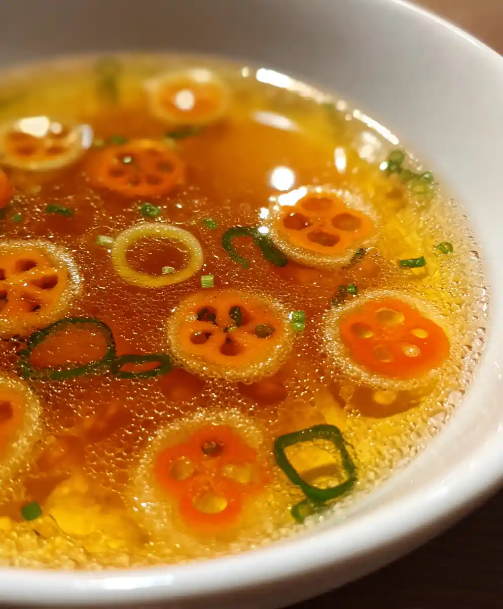 japanese clear soup recipe with Scallion and Carrot Sun