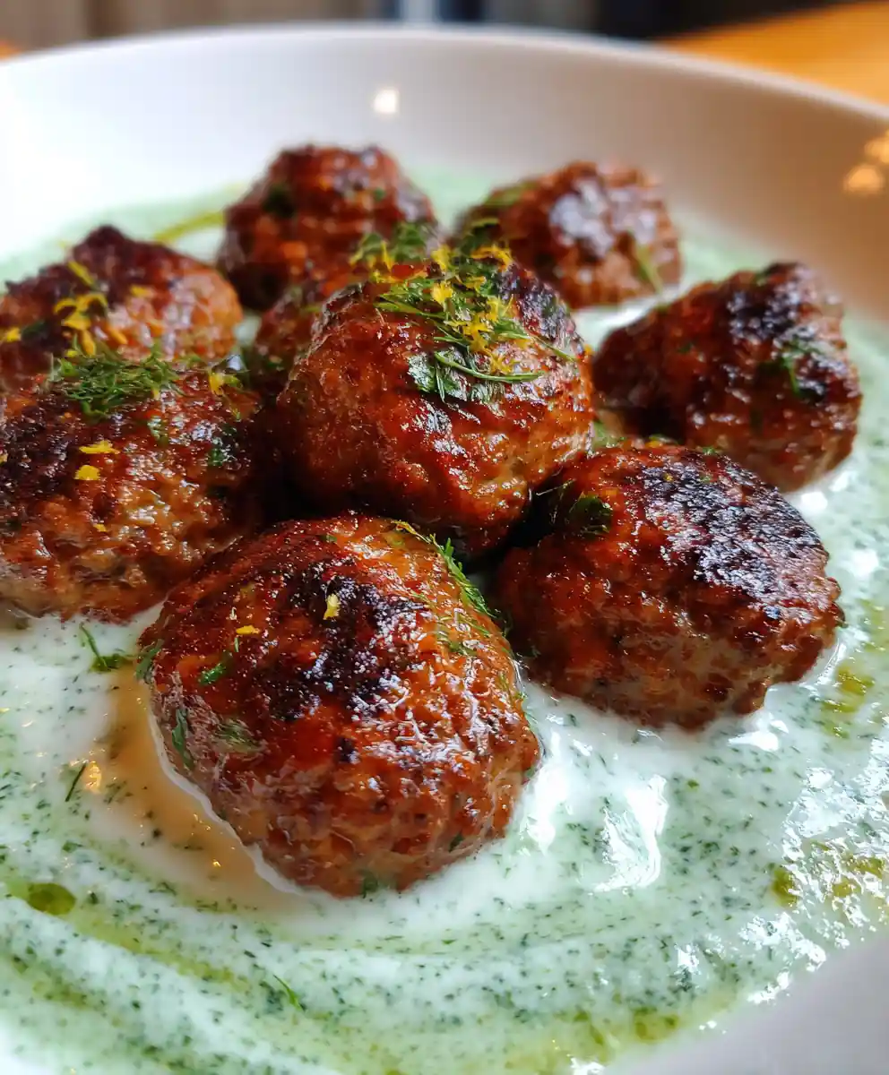 Lamb Meatballs Recipe With Mint-Yogurt Green Pool 7 lamb meatballs recipe With Mint-Yogurt Green Pool