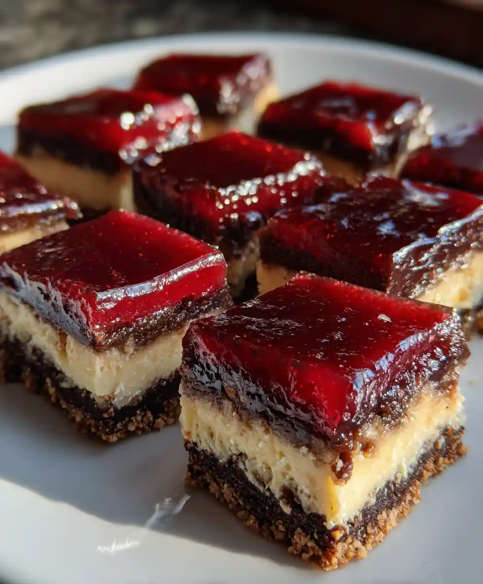 nanaimo bars recipe with Raspberry Glacé Top