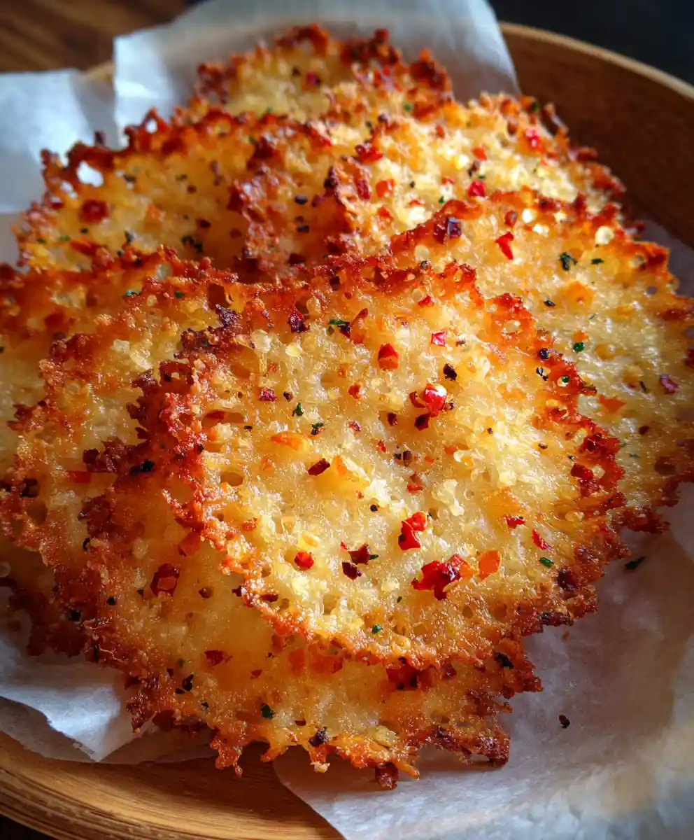 parmesan crisps recipe with Pepper Red Confetti