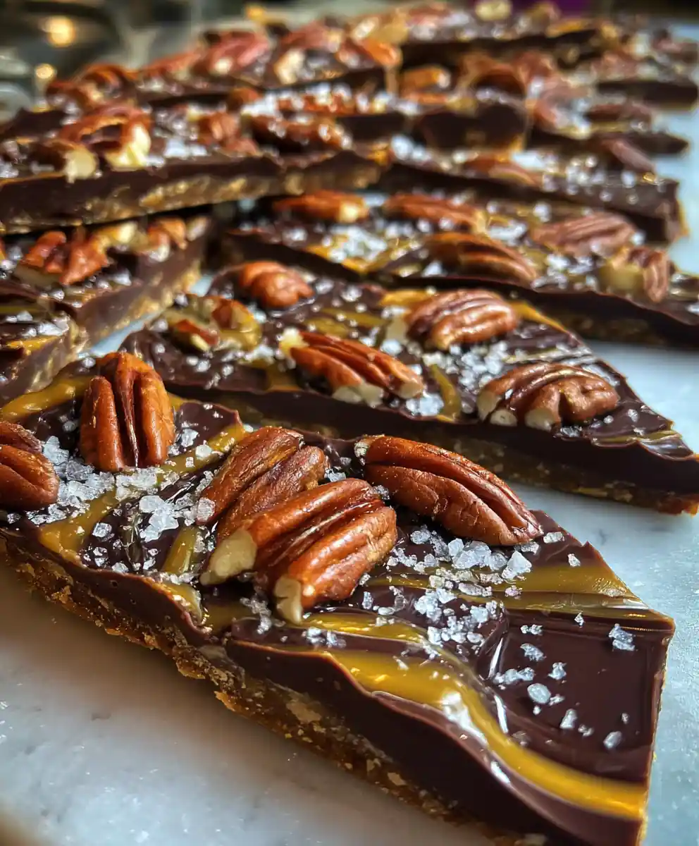 pecan pie bark recipe Caramel-Painted Pecan Pie Bark