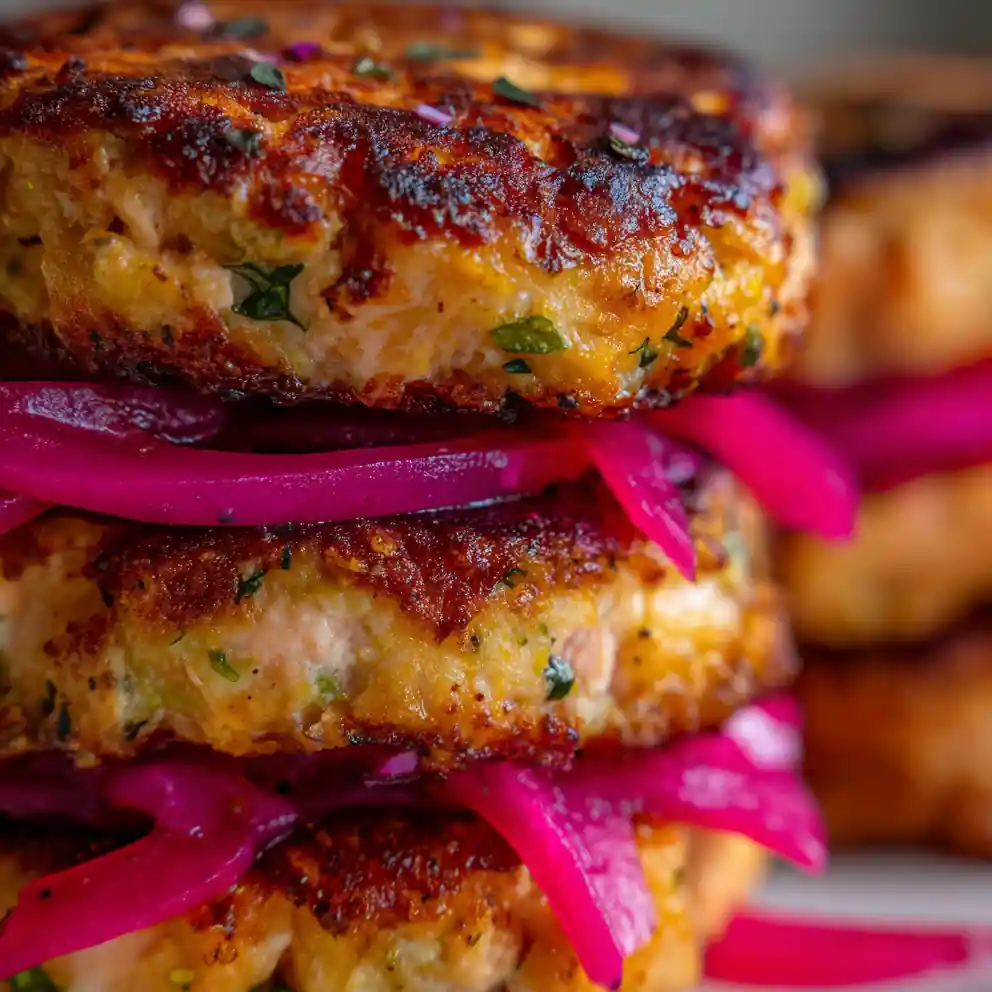 Salmon Burgers Recipe With Pickled Cucumber Pink Stack 1760963802.4825506