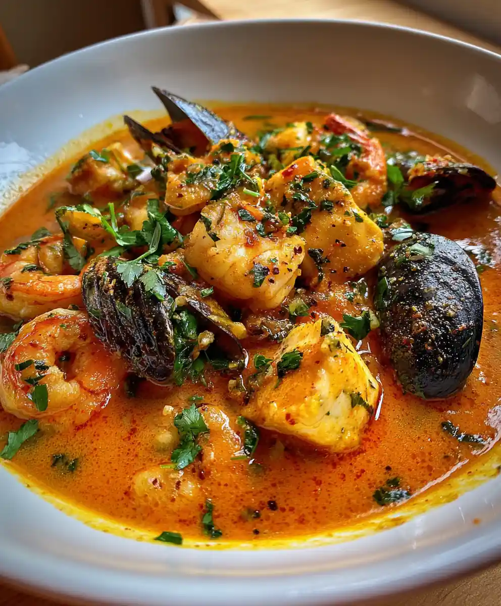 seafood stew recipe With Saffron Tomato Broth