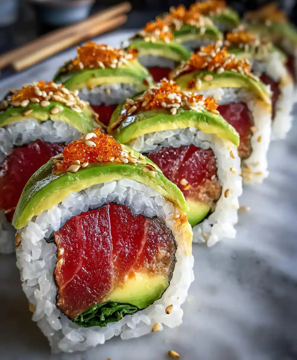 spicy tuna roll recipe Fire-Red Spicy Tuna Roll With Avocado Fans