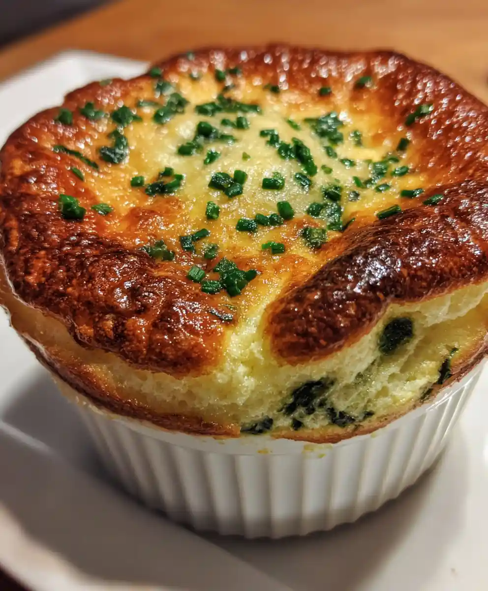 spinach souffle recipe Gruyère-Topped Spinach Souffle With Chive Confetti