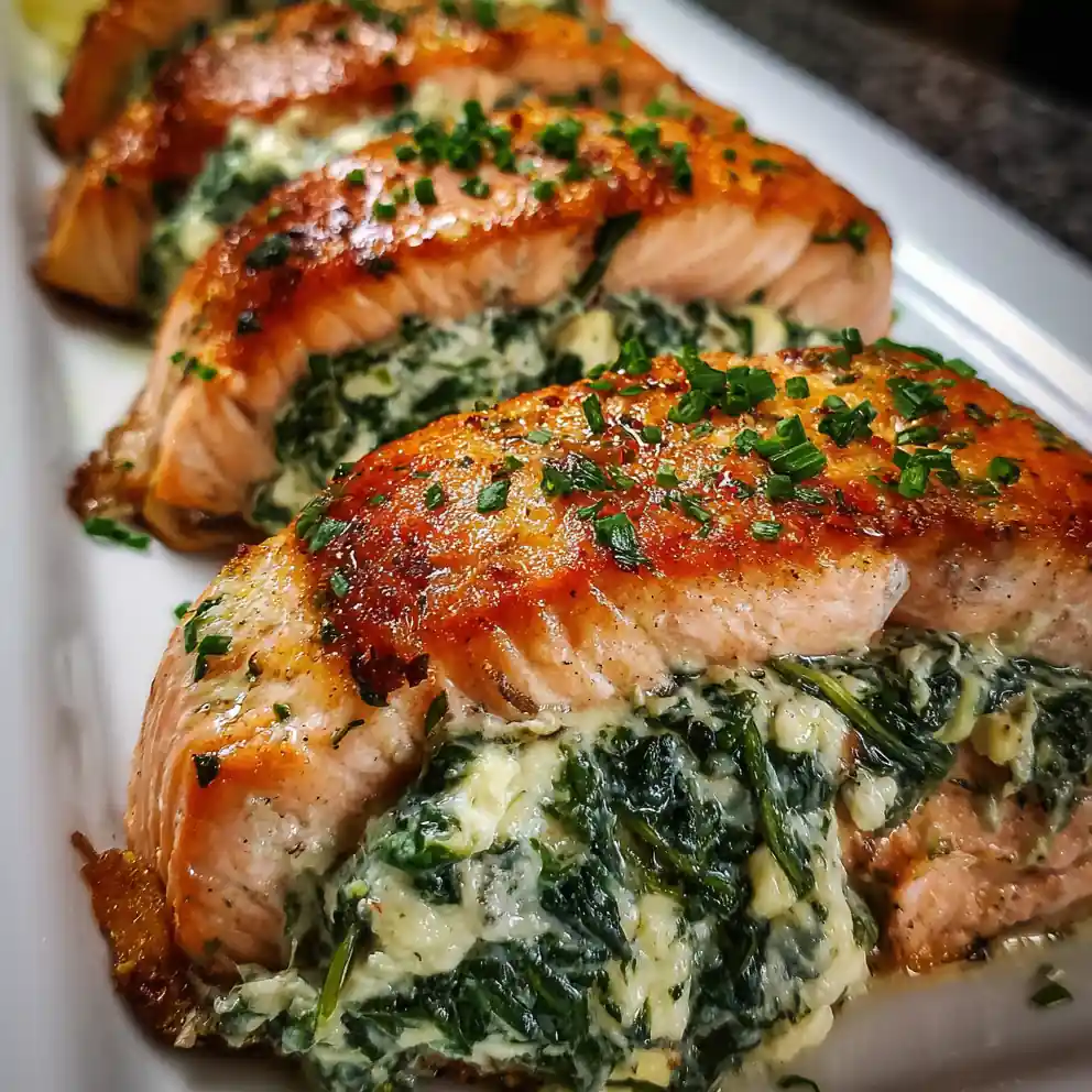 Stuffed Salmon Recipe With Spinach-Feta Green Ribbon 6 stuffed salmon recipe With Spinach-Feta Green Ribbon