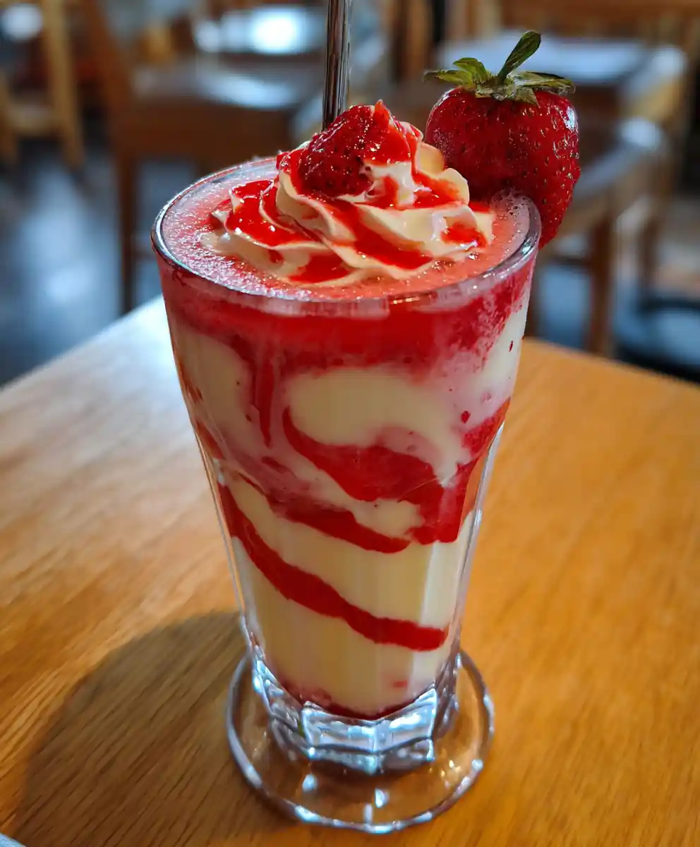 vanilla milkshake recipe With Strawberry Ribbon Swirl