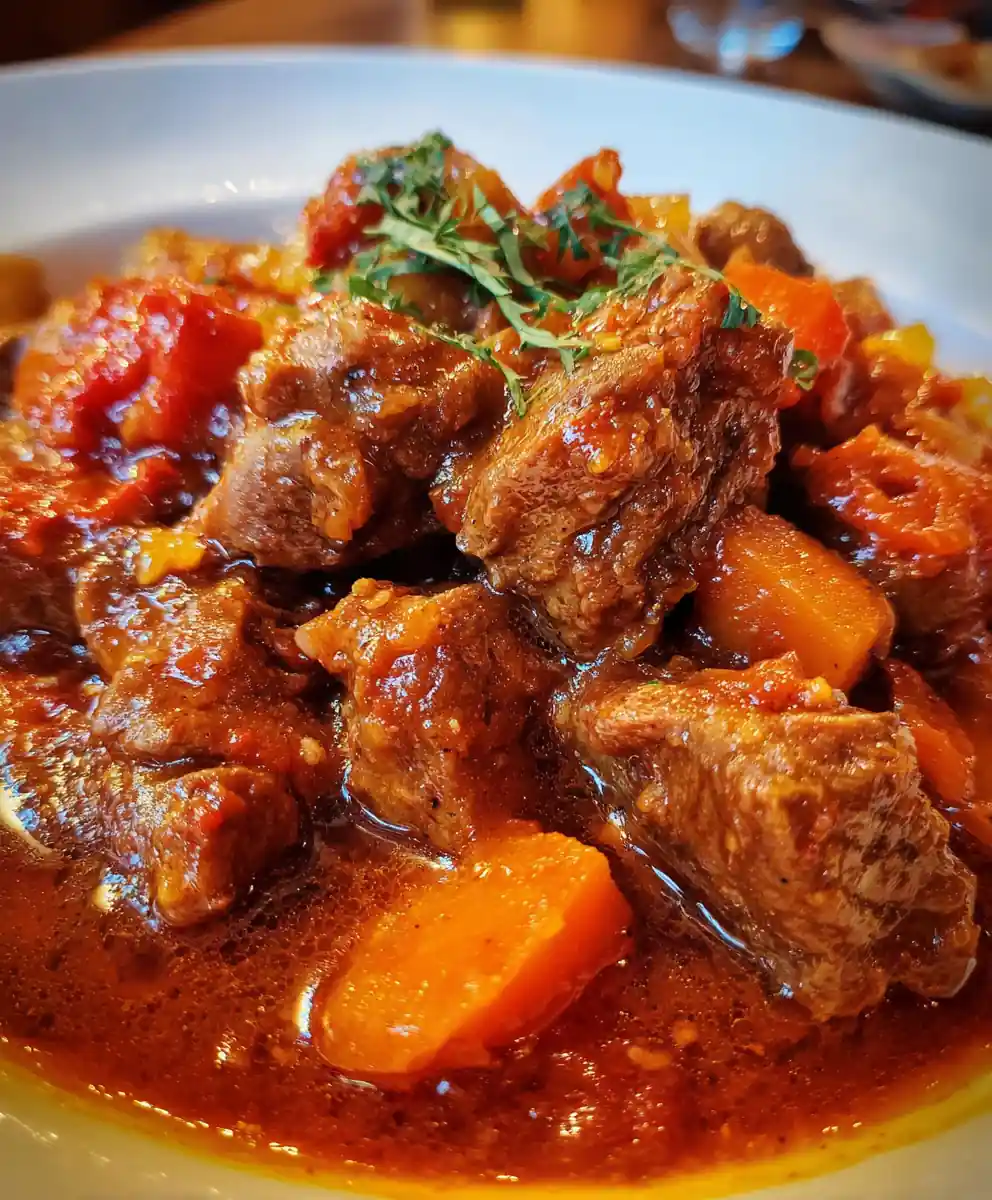 veal stew recipe Tomato-Rust Veal Stew With Carrot Gems