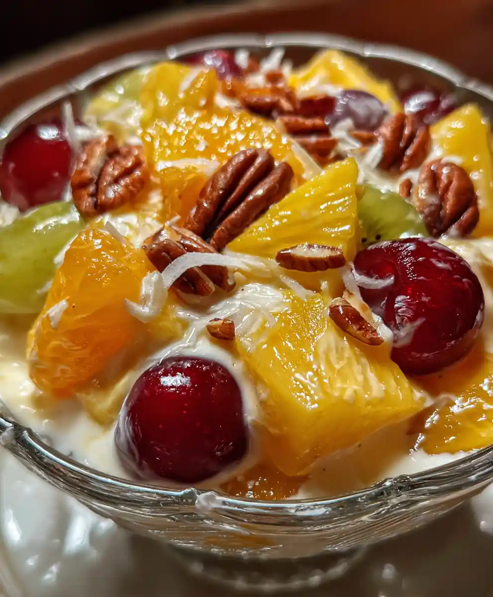 ambrosia recipe Citrus Cream With Maraschino Free Cherries