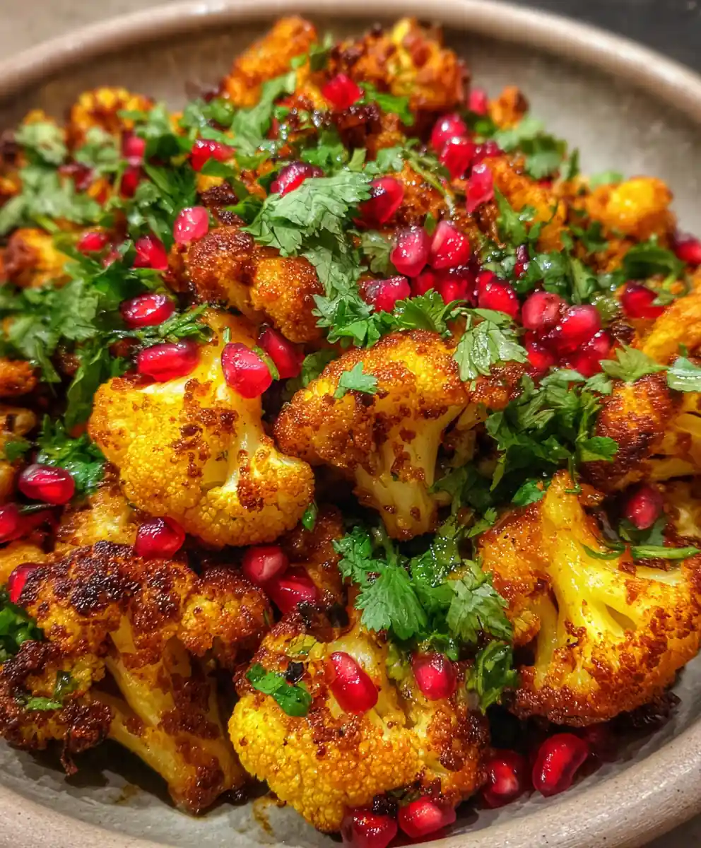 baked cauliflower recipe Turmeric Roast With Pomegranate Seeds