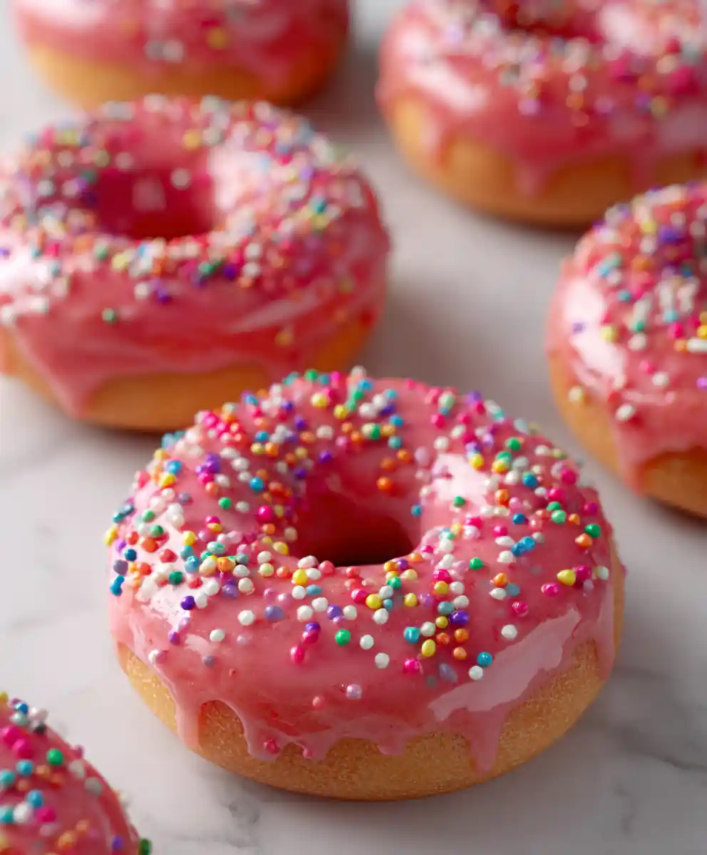 baked donut recipe Strawberry Glaze With Sprinkles