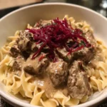 Beef Stroganoff Recipe Porcini Cream With Crimson Beet Threads 1762416364.007786