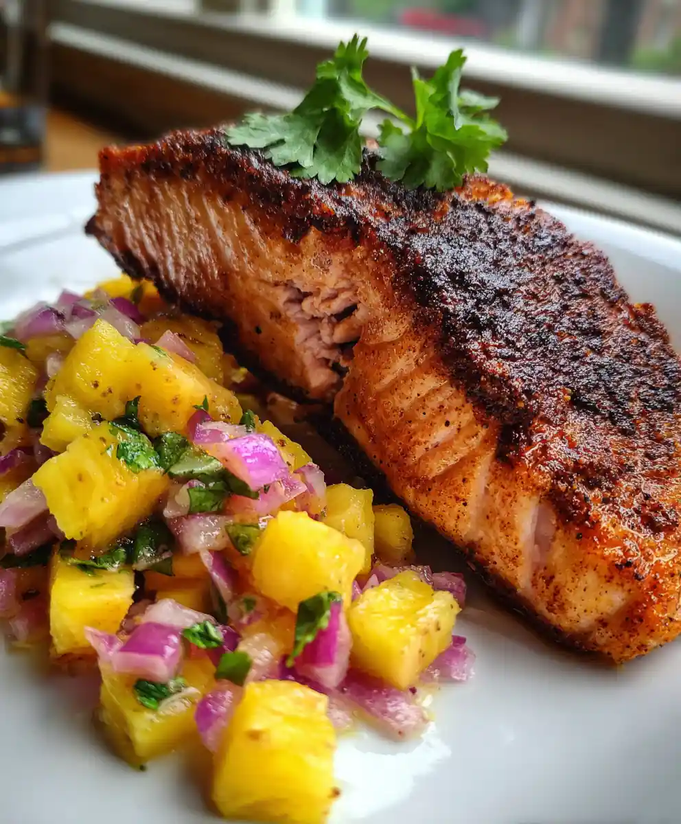 blackened salmon recipe Cajun Crust With Pineapple Salsa