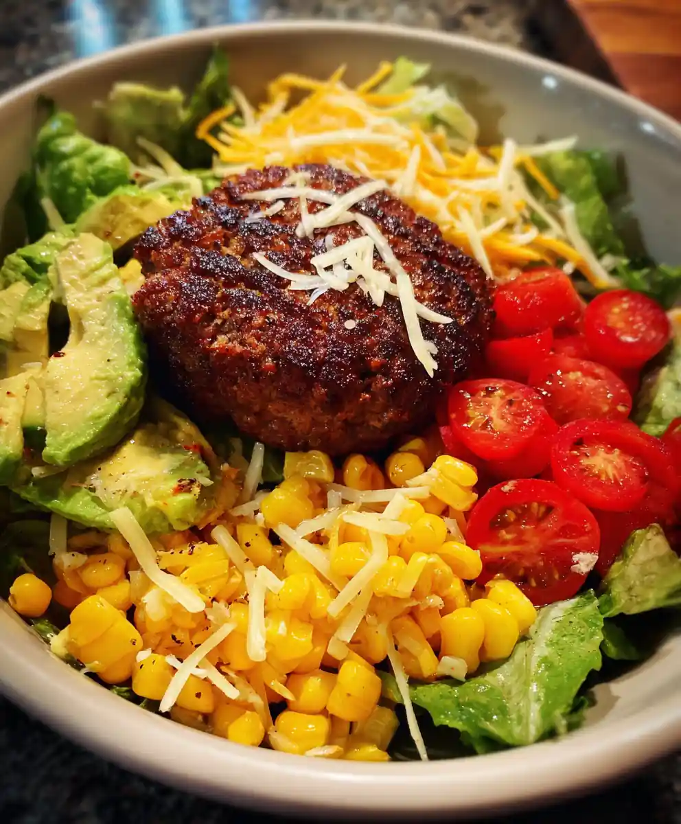 burger bowl recipe Charred Corn Pico and Avocado