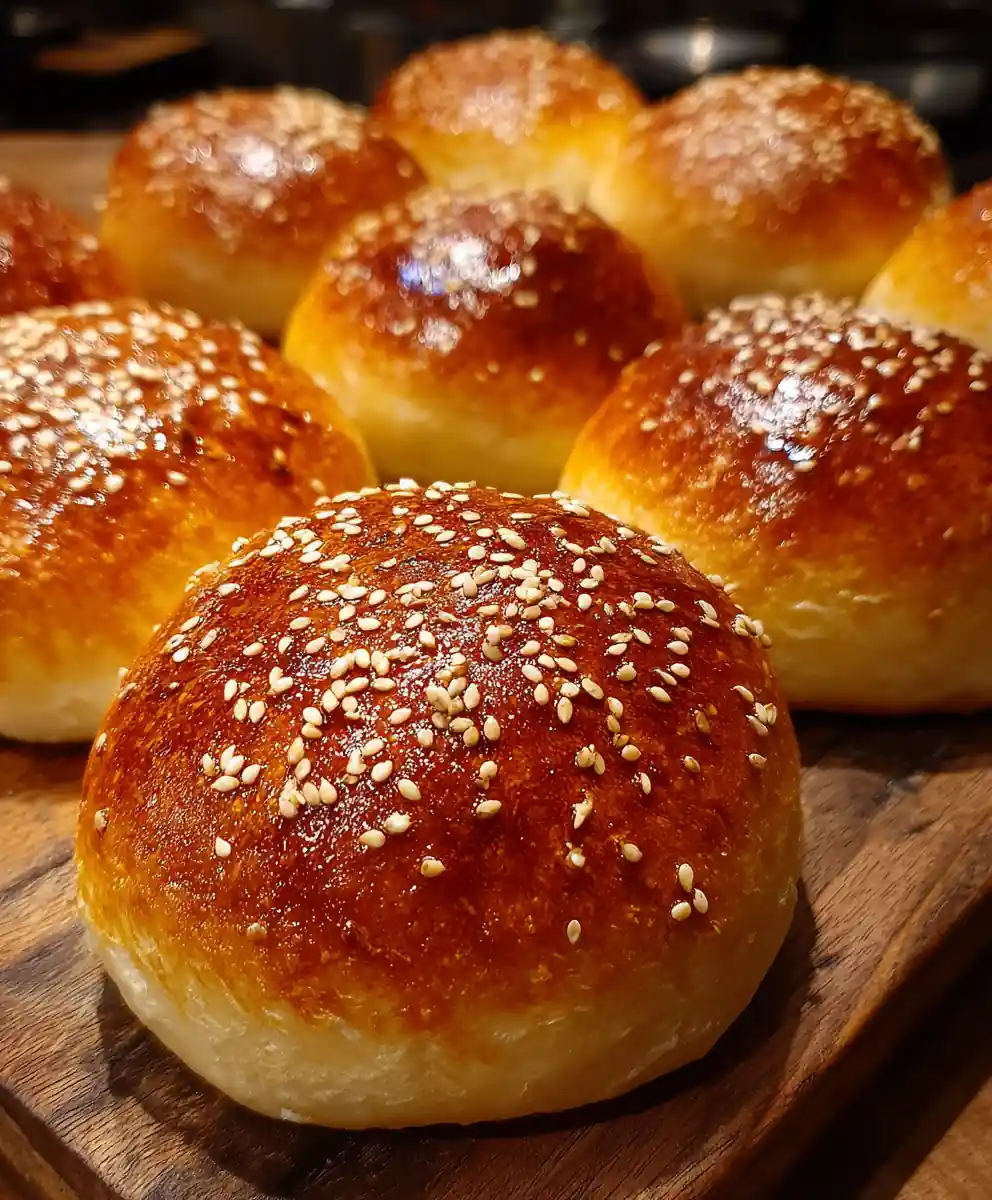 burger bun recipe Sesame Topped Golden Rounds