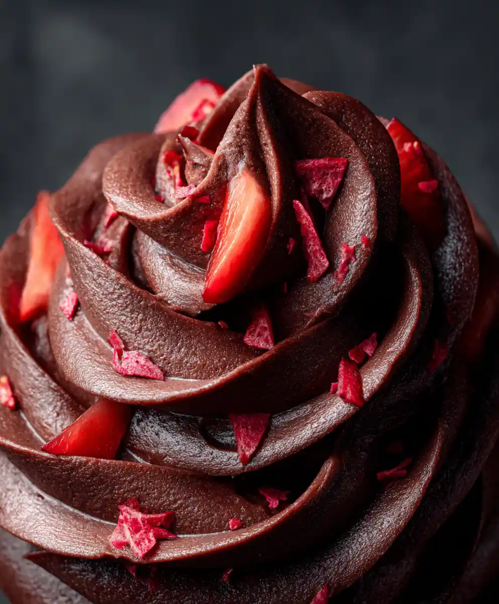 chocolate frosting recipe Glossy Dark Cocoa With Strawberry Shards