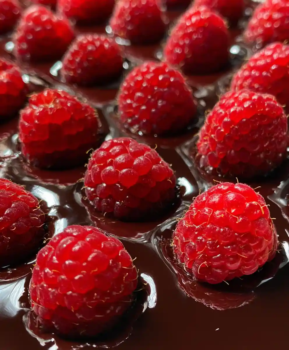 chocolate ganache recipe Mirror Dark Pool With Raspberry Studs