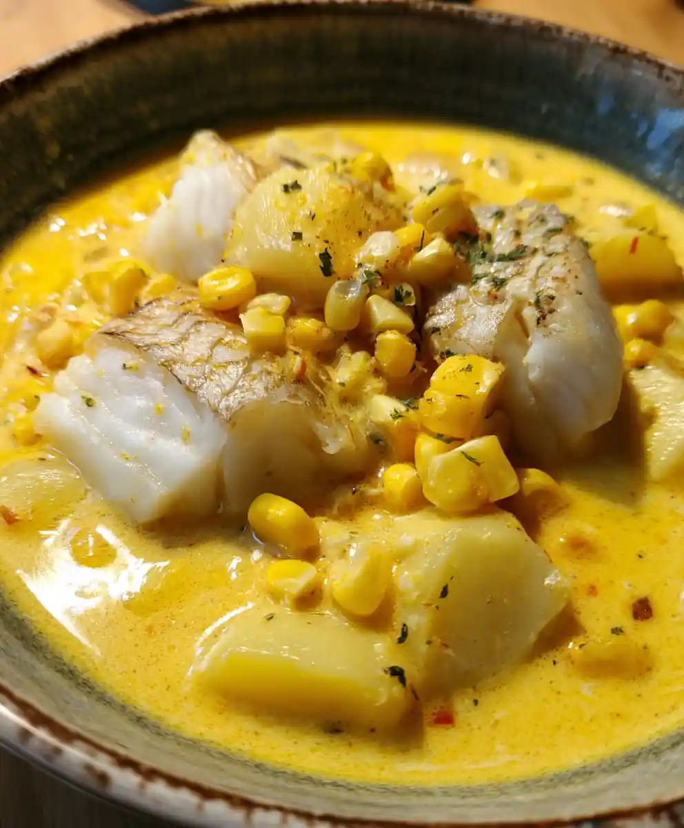 fish chowder recipe Saffron Cream With Corn Jewels