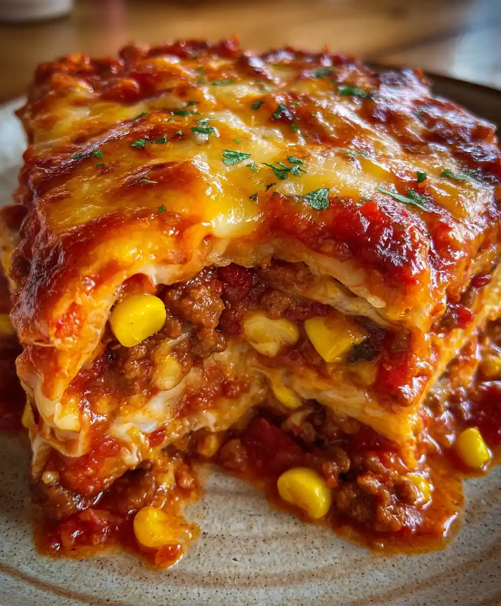 mexican casserole recipe Enchilada Red Layer With Corn