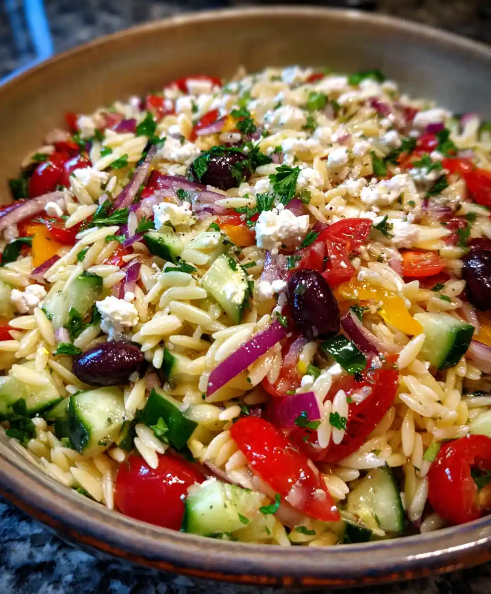 orzo salad recipe Feta Olive Rainbow With Cherry Tomatoes