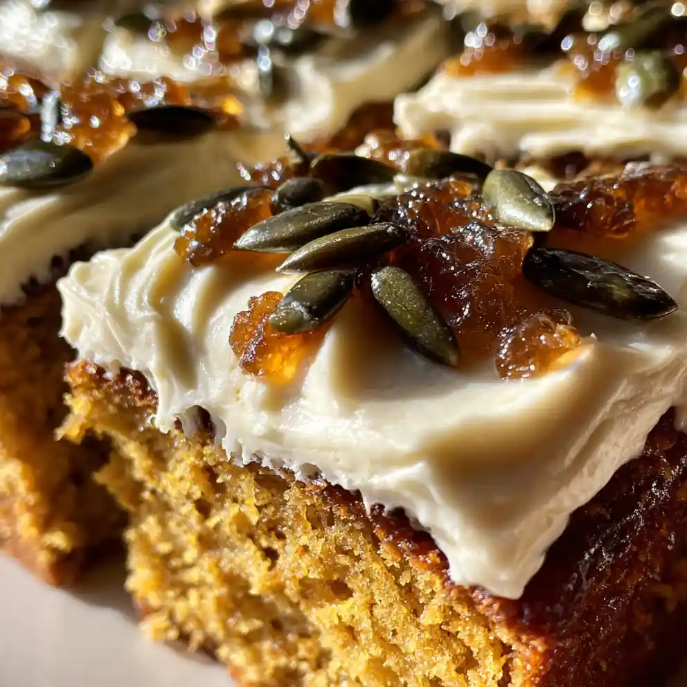 Pumpkin Cake Recipe Maple Cream Cheese And Candied Seeds 1762489477.800389