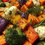 Roasted Veggies Recipe Rainbow Sheet With Herb Oil 1762684845.3139067