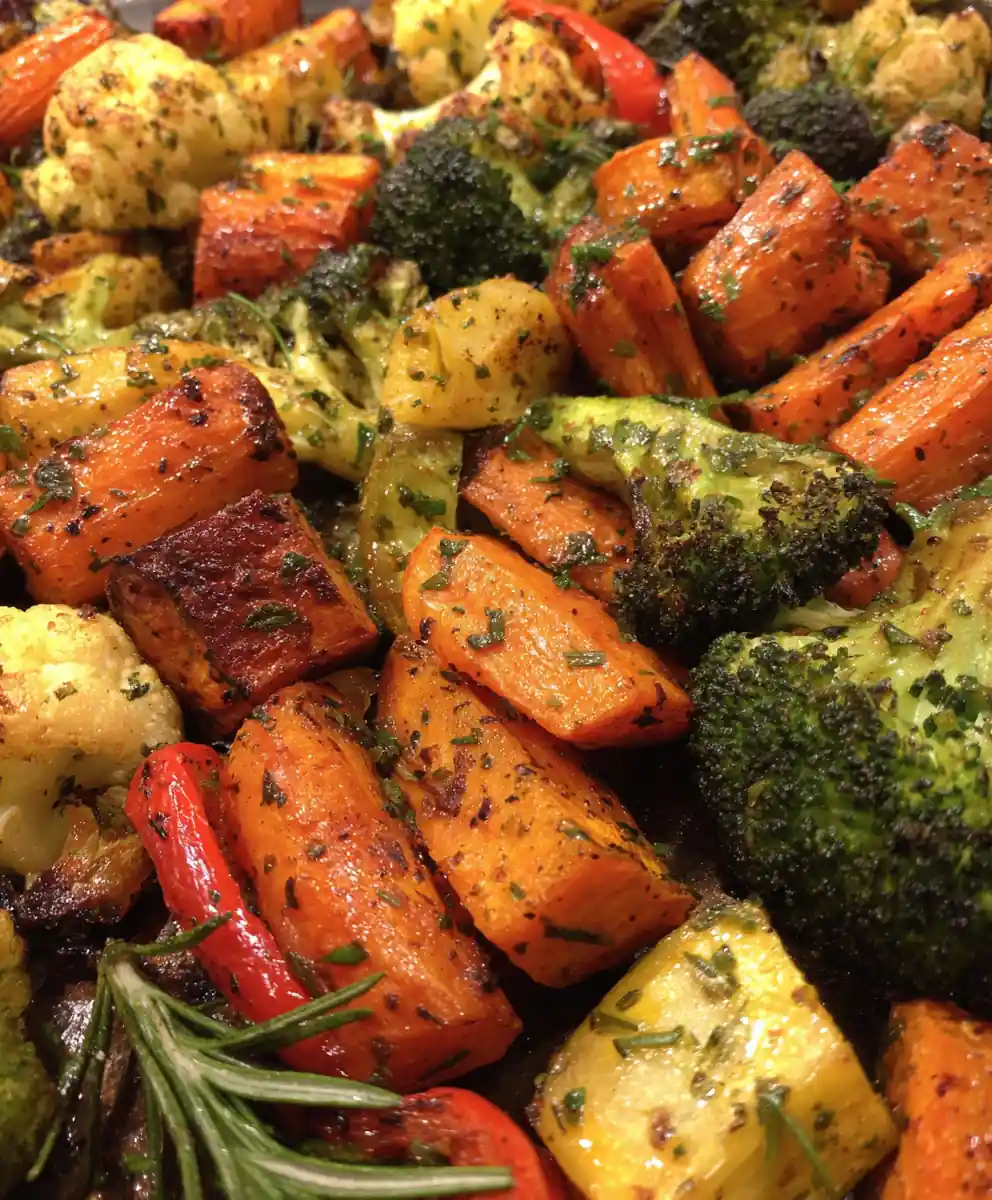 roasted veggies recipe Rainbow Sheet With Herb Oil