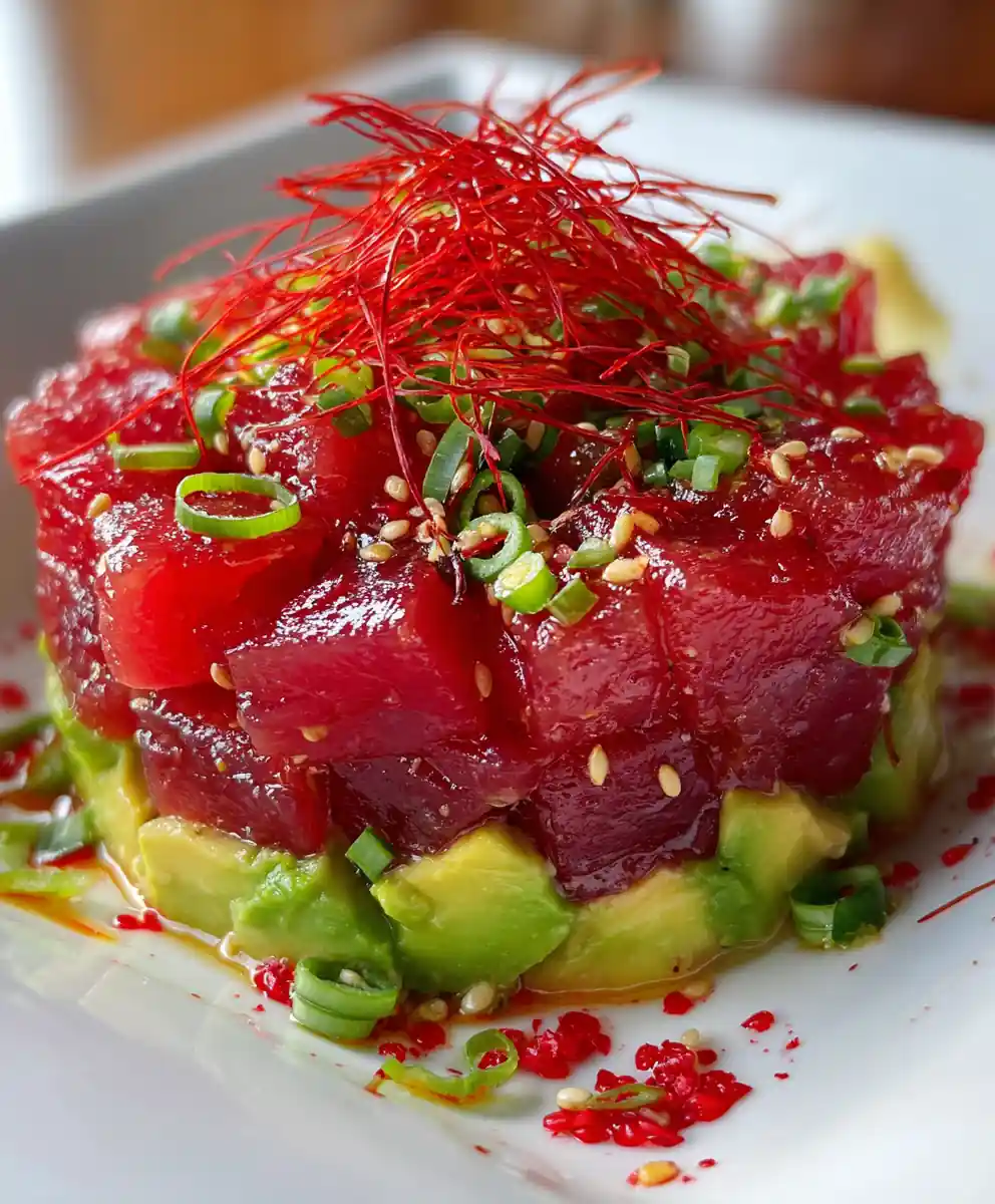 Tuna Tartare Recipe Avocado Bed With Chili Threads 7 tuna tartare recipe Avocado Bed With Chili Threads