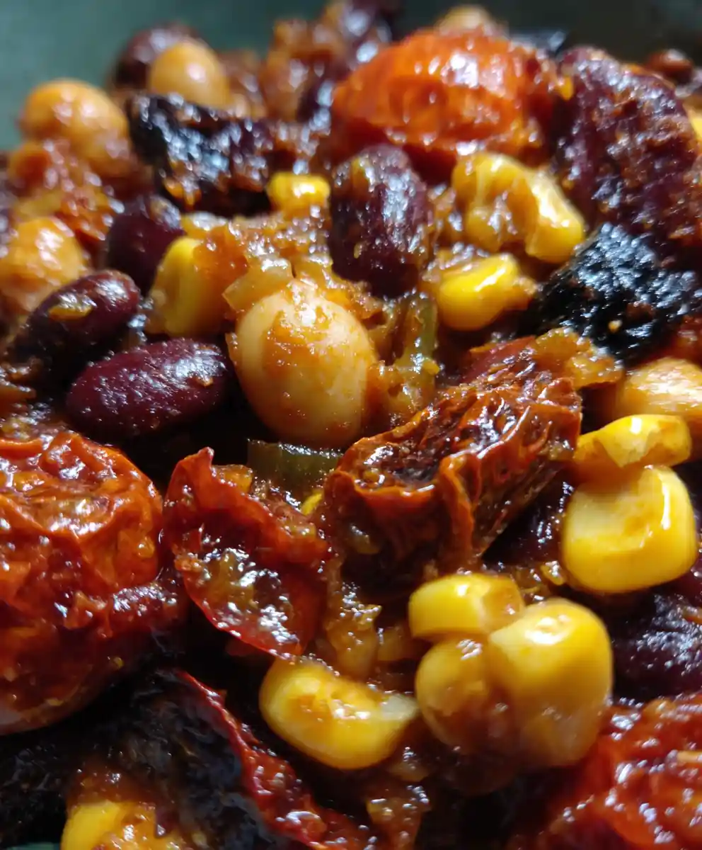 vegan chili recipe Charred Tomato Bean Pot With Corn