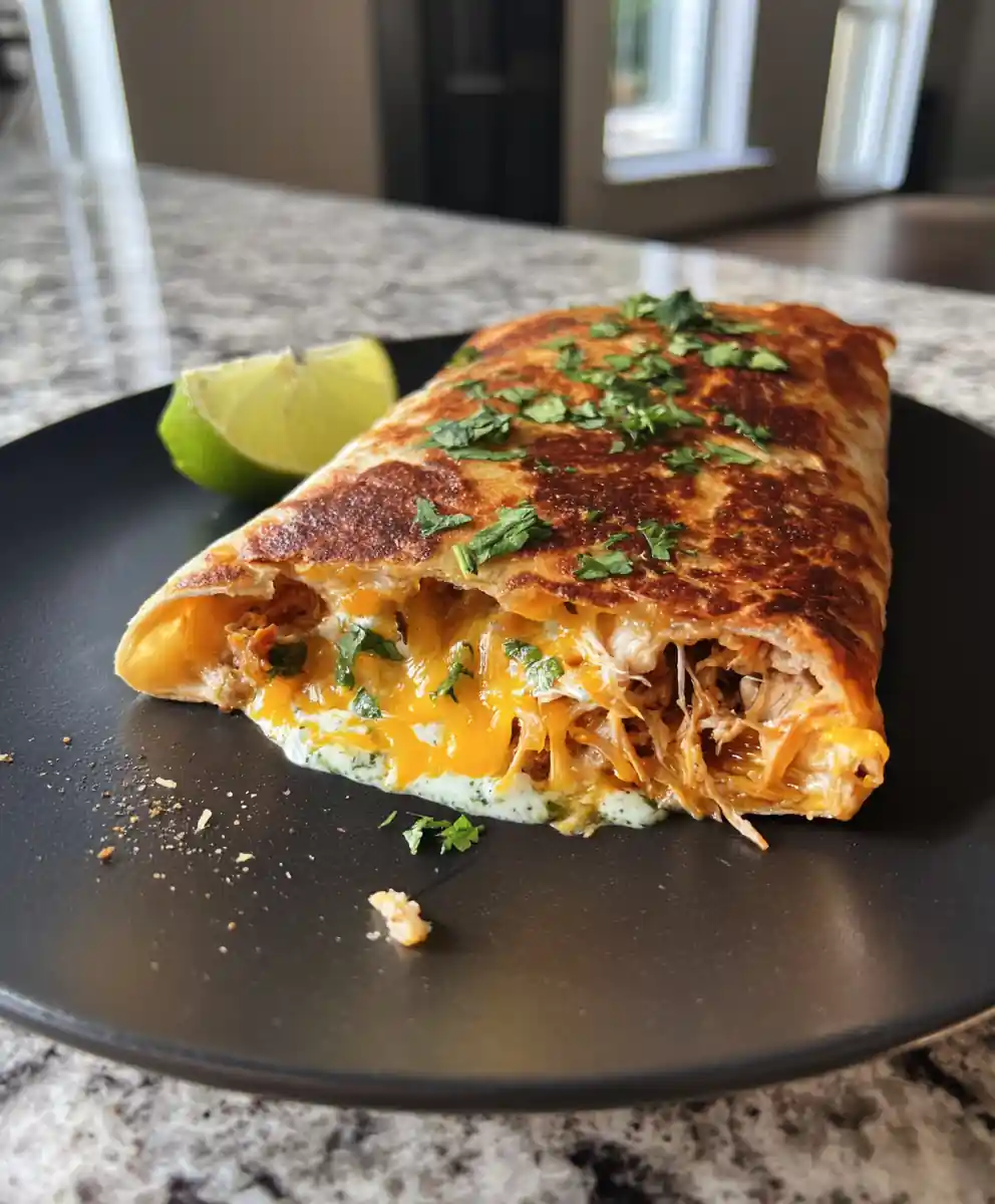 Air Fryer Hot Chicken, Turkey & Cheese Wraps with Jalapeño Lime Drizzle