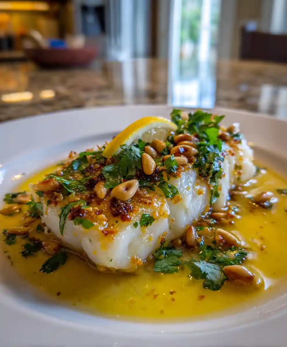 Baked Cod with Garlic Harissa Butter