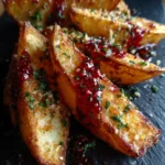 Baked Garlic Parmesan Potato Wedges With Roasted Red Pepper Pomegranate Glaze 1767851298.443854